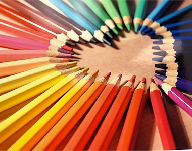 Colored Pencil in circular heart pattern